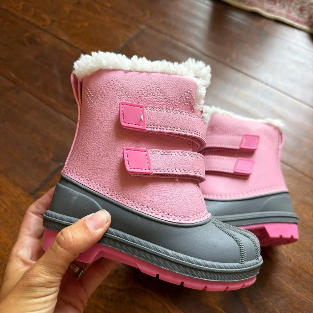 Cat & Jack Denver Pink Waterproof Snow Boots Faux Fur Trim Toddler Size 8 NEW